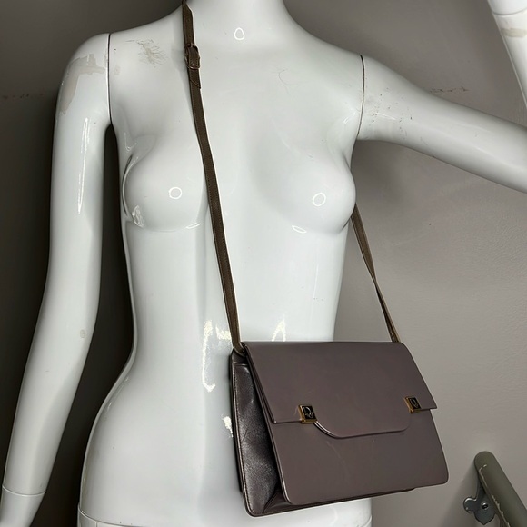 Dior Christian Dior Taupe Structured Smooth Leather Crossbody Shoulder Bag Purse - Picture 3 of 16